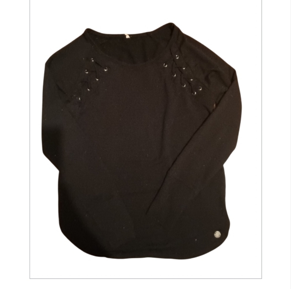 Ideology Black Long Sleeve Lace Up Top